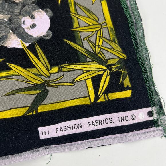 Vintage Hi Fashion Fabrics Wild Animal Fabric Remnant Tiger Panda Black Quilting - Picture 7 of 7